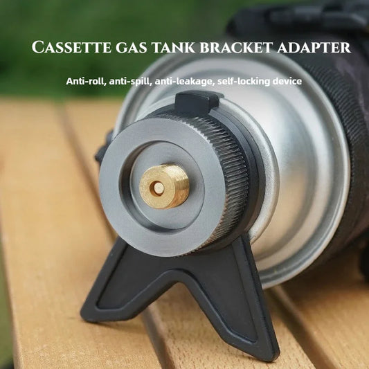 Butane Adapter With Bracket Outdoor Butane Gas Conversion Joint Camping Stove Adapter Screw Valve Output Nozzle Bottle Adapter