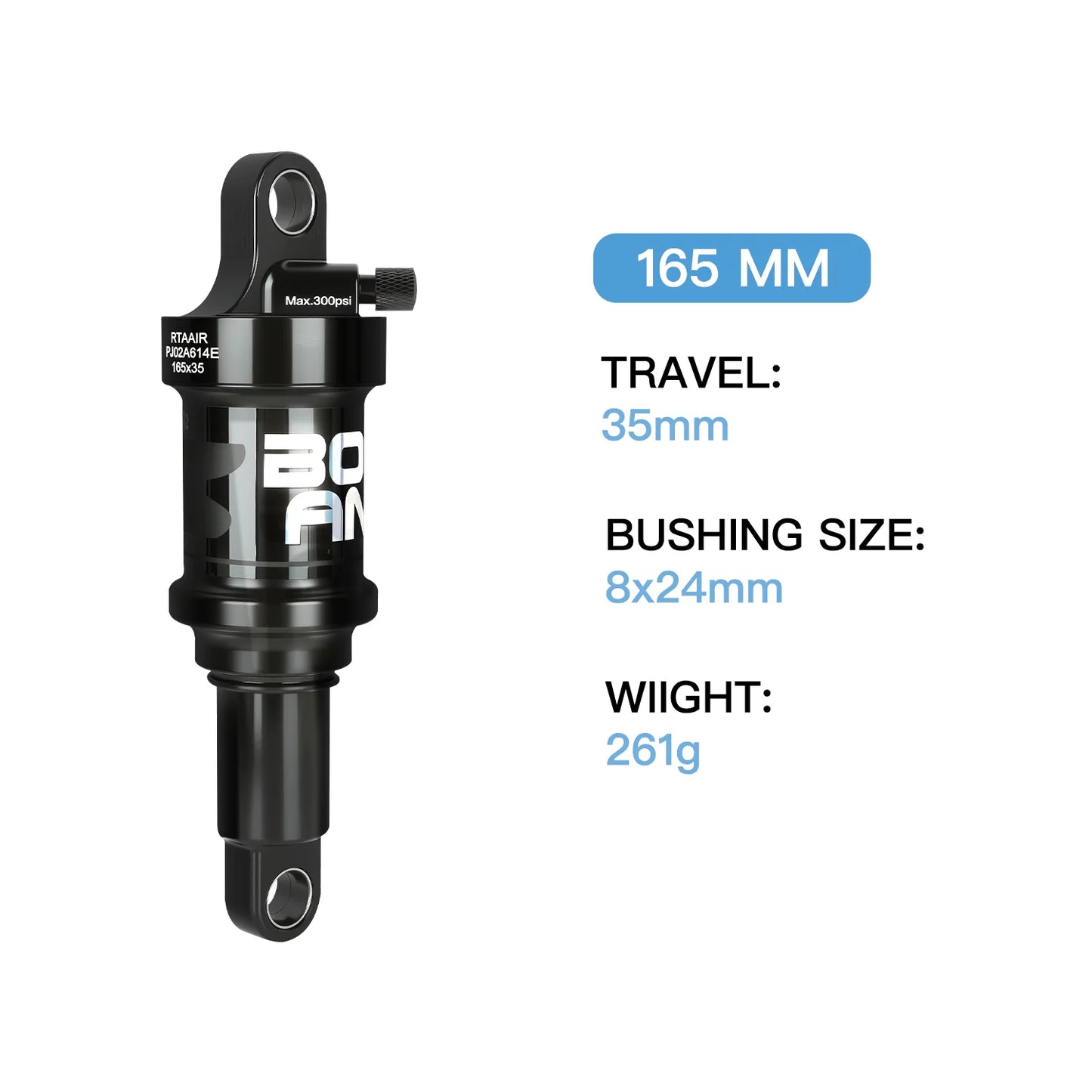 BOLANY Soft Tail Bike Air Rear Absorber Mountain Bike Rear Shock Suspension XC DH Shock MTB 165/190/210/230mm Bike Parts