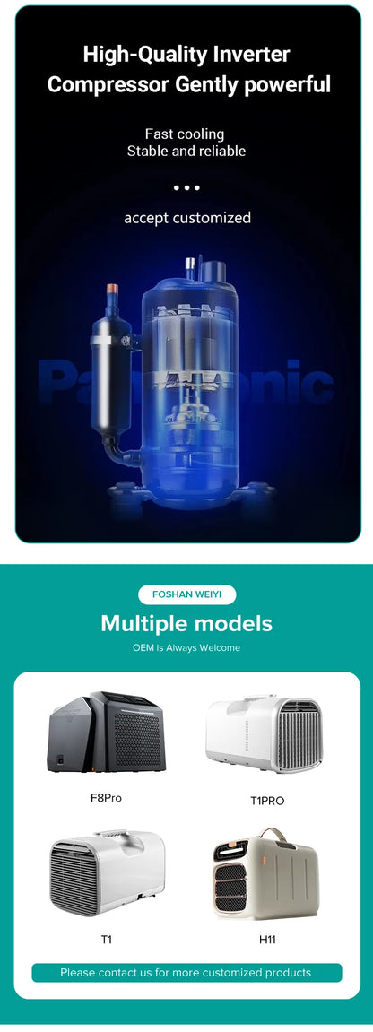 Camping Air ConditionerPortable Camping Mobile Outdoor Air Conditioner Without Outdoor Unit No Installation, No Drainage, Easy T