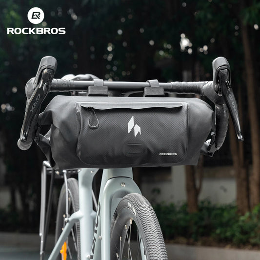 ROCKBROS Cycling Waterproof Front Bag 8L Large Capacity Road Bike Handlebar Bag Portable Storage Expandable Capacity Bicycle Bag
