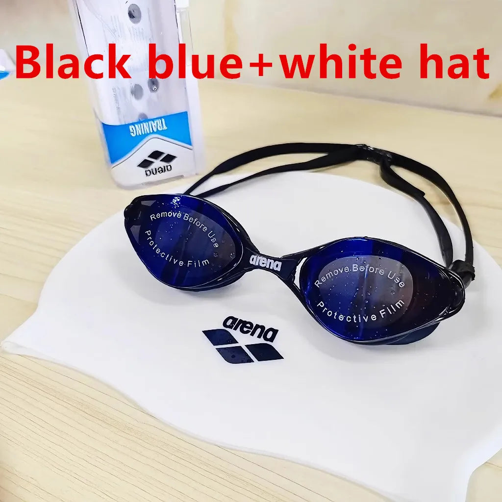 ARENA professional waterproof and anti fog high-definition adult swimming goggles silicone swim cap