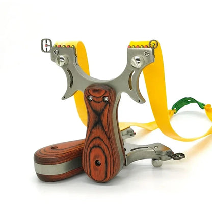Professional Hunting Slingshot High Quality Stainless Steel Catapult with Flat Rubber Band Outdoor Shooting Game Sling Shot Set