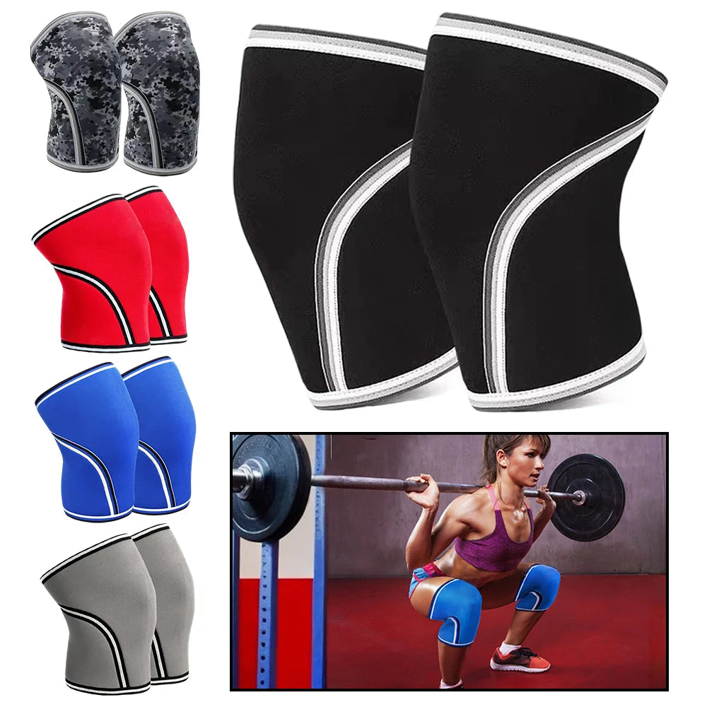 Weightlifting Knee Support Sleeve Neoprene Sports Knee Brace 7mm Anti-Sprain Powerlifting Hiking Cycling Training Protector