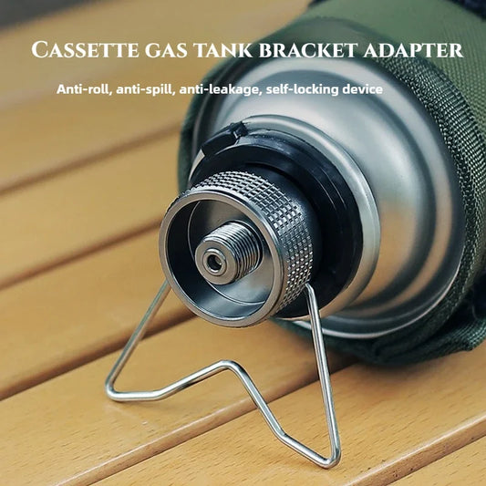 Butane Adapter With Bracket Outdoor Butane Gas Conversion Joint Camping Stove Adapter Screw Valve Output Nozzle Bottle Adapter