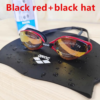 ARENA professional waterproof and anti fog high-definition adult swimming goggles silicone swim cap