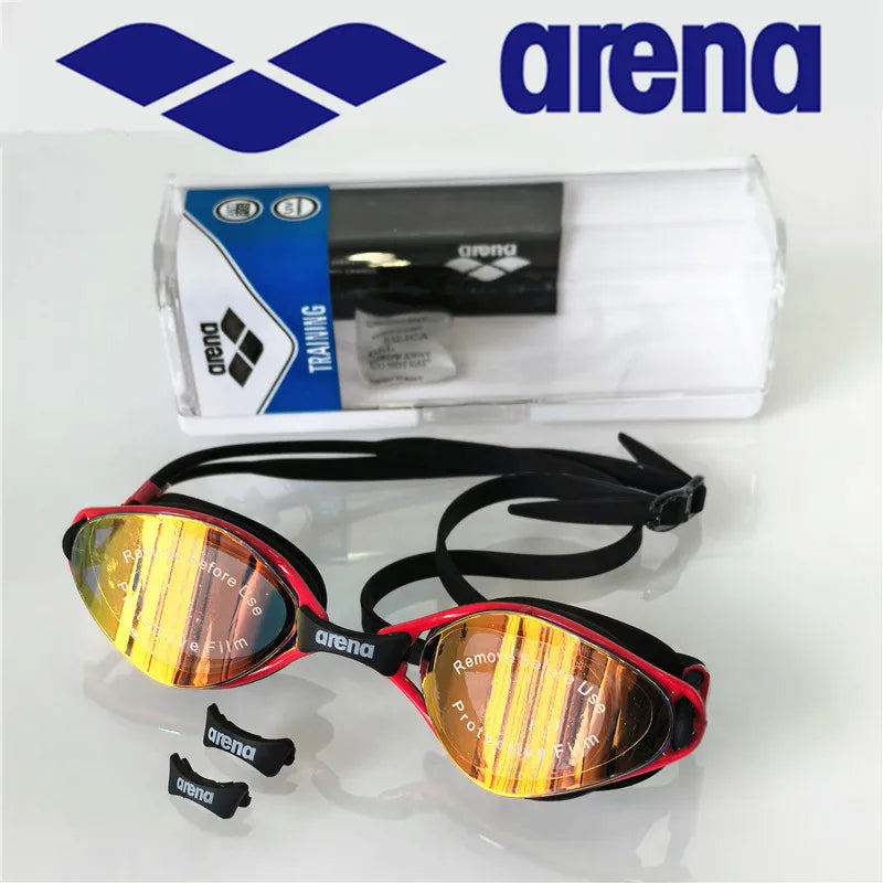 ARENA professional waterproof and anti fog high-definition adult swimming goggles silicone swim cap