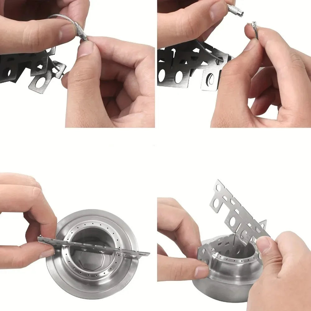 Camping Stove Portable Mini Aluminum Alloy Alcohol Stove with Lid Outdoor Camping Hiking Backpacking Cooking Stove
