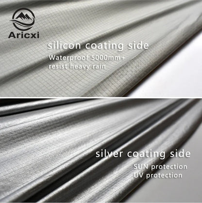 ARICXI Ultralight Hiking Cycling Raincoat Outdoor Awning Camping Mini Tarp Sun Shelter updated 15D Silicone & silver coating