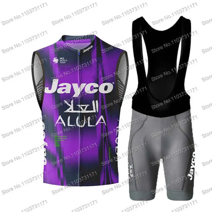 2025 Pro Team Jayco Alula Wind Vest Bicycle Clothing Sleeveless Multicolored Mens Cycling Vest Windproof MTB Windbreaker