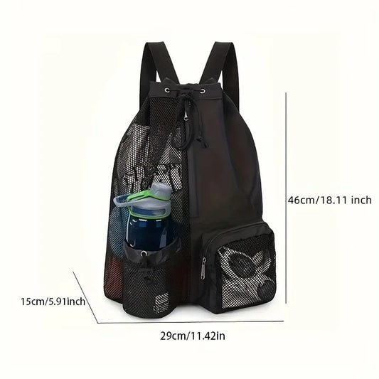 Swim Bag Mesh Drawstring Backpack with Wet Pocket Multipurpose Beach Backpack for Swimming, Gym, and Workout Gear