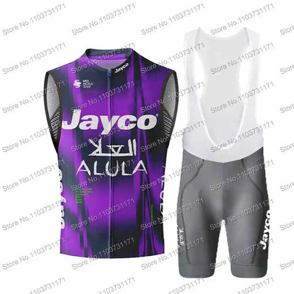 2025 Pro Team Jayco Alula Wind Vest Bicycle Clothing Sleeveless Multicolored Mens Cycling Vest Windproof MTB Windbreaker