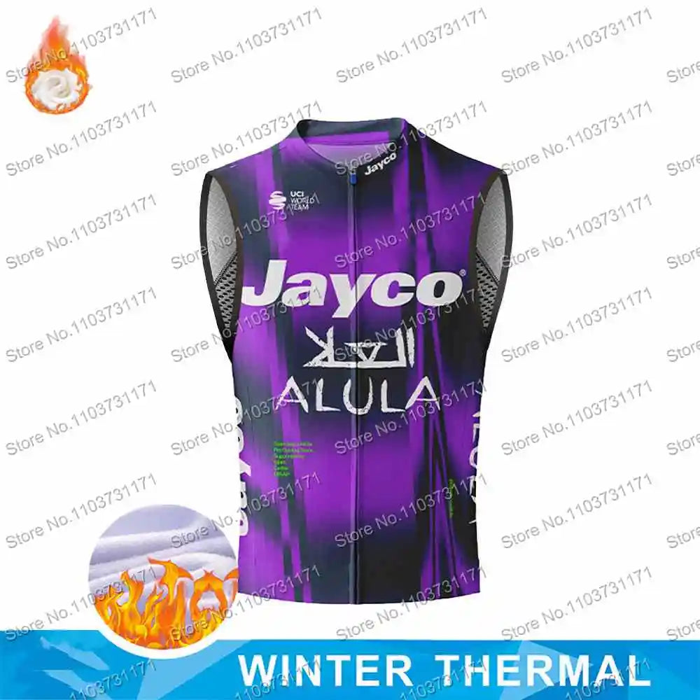 2025 Pro Team Jayco Alula Wind Vest Bicycle Clothing Sleeveless Multicolored Mens Cycling Vest Windproof MTB Windbreaker