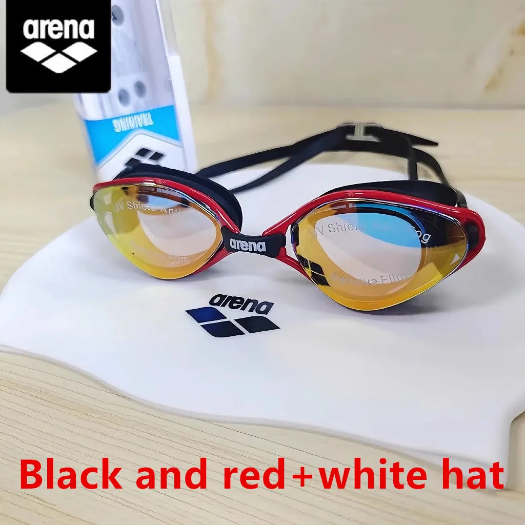 ARENA professional waterproof and anti fog high-definition adult swimming goggles silicone swim cap