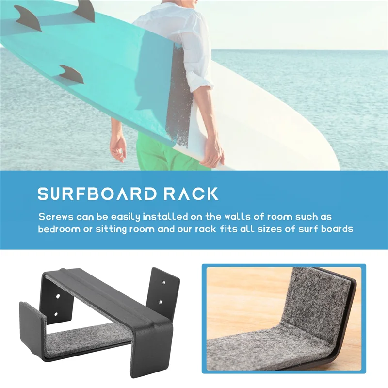 AU13-1 Set Surfboard Wall Rack, Surf Board Racks For The Wall Display Mount Storage For Shortboards And Longboards
