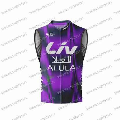 2025 Pro Team Jayco Alula Wind Vest Bicycle Clothing Sleeveless Multicolored Mens Cycling Vest Windproof MTB Windbreaker