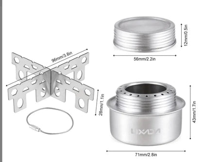 Camping Stove Portable Mini Aluminum Alloy Alcohol Stove with Lid Outdoor Camping Hiking Backpacking Cooking Stove