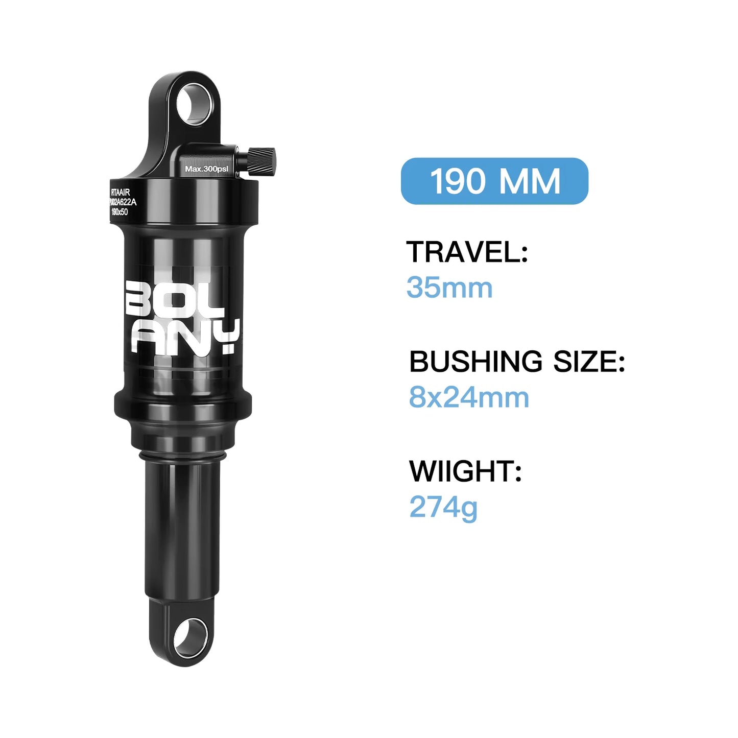 BOLANY Soft Tail Bike Air Rear Absorber Mountain Bike Rear Shock Suspension XC DH Shock MTB 165/190/210/230mm Bike Parts