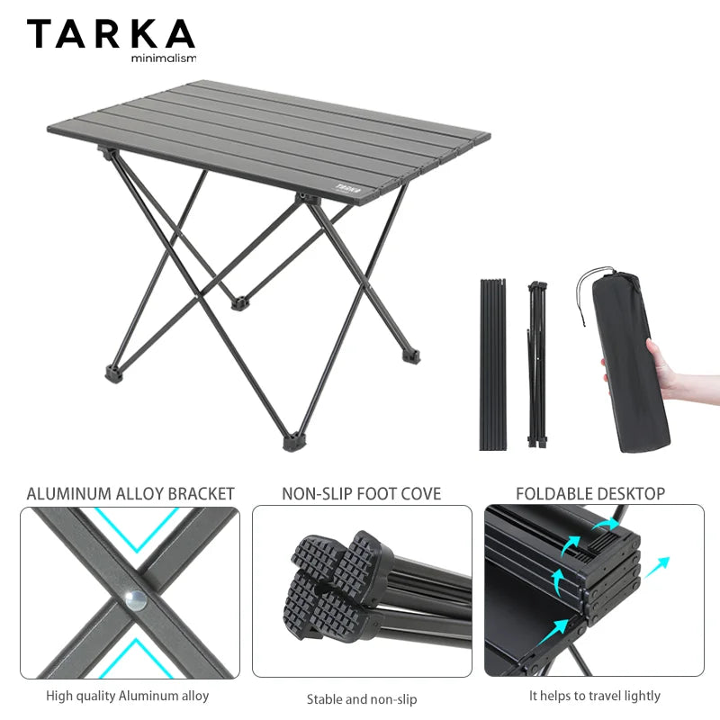 TARKA Ultralight Portable Folding Camping Table for Outdoor Picnic BBQ High Strength Aluminum Portable Desk