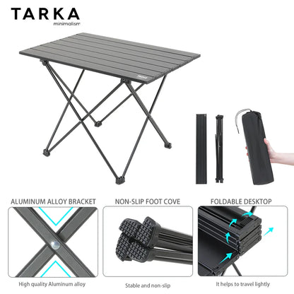TARKA Ultralight Portable Folding Camping Table for Outdoor Picnic BBQ High Strength Aluminum Portable Desk