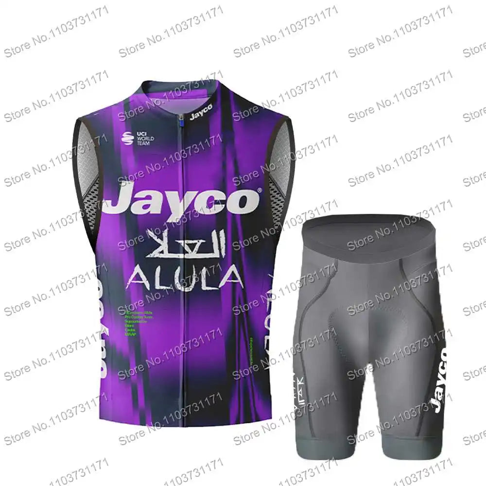 2025 Pro Team Jayco Alula Wind Vest Bicycle Clothing Sleeveless Multicolored Mens Cycling Vest Windproof MTB Windbreaker