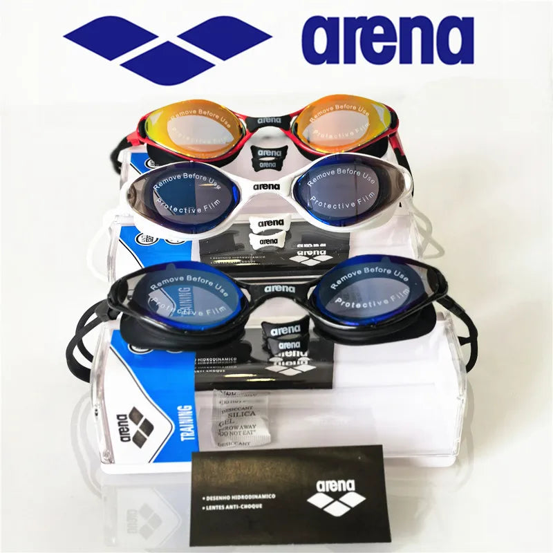 ARENA professional waterproof and anti fog high-definition adult swimming goggles silicone swim cap